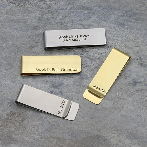 Money Clip Slim - Penjepit Uang Personalisasi Hadiah Terukir Kustom