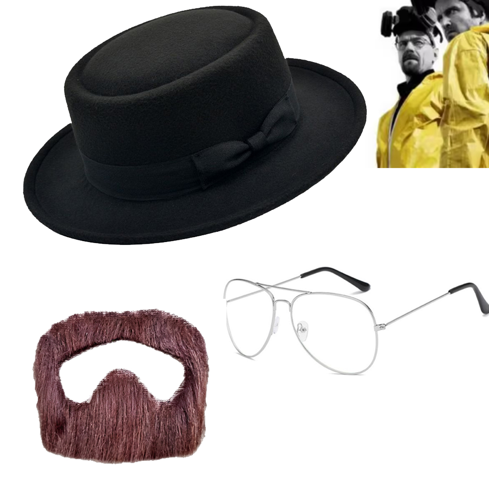Men Accessories Kit - Set Kostum Walter White: Jenggot, Topi,