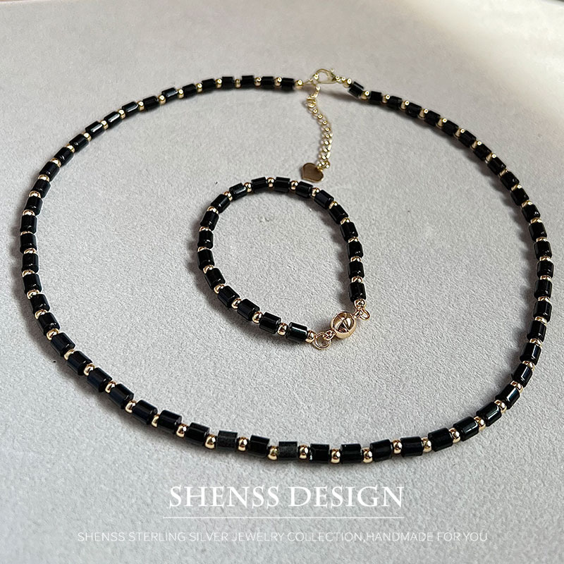 Men Accessories Kit - Kalung obsidian 4mm alami berlapis tembaga