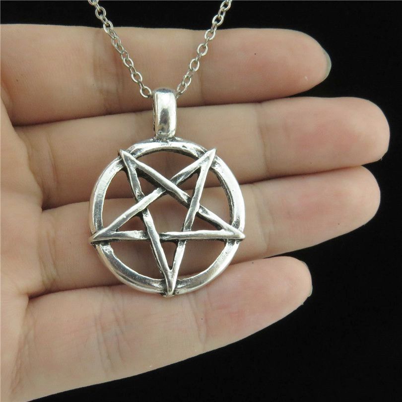 Kalung Pentagram warna perak a - Men'S Accessories Best ulasan dan harga