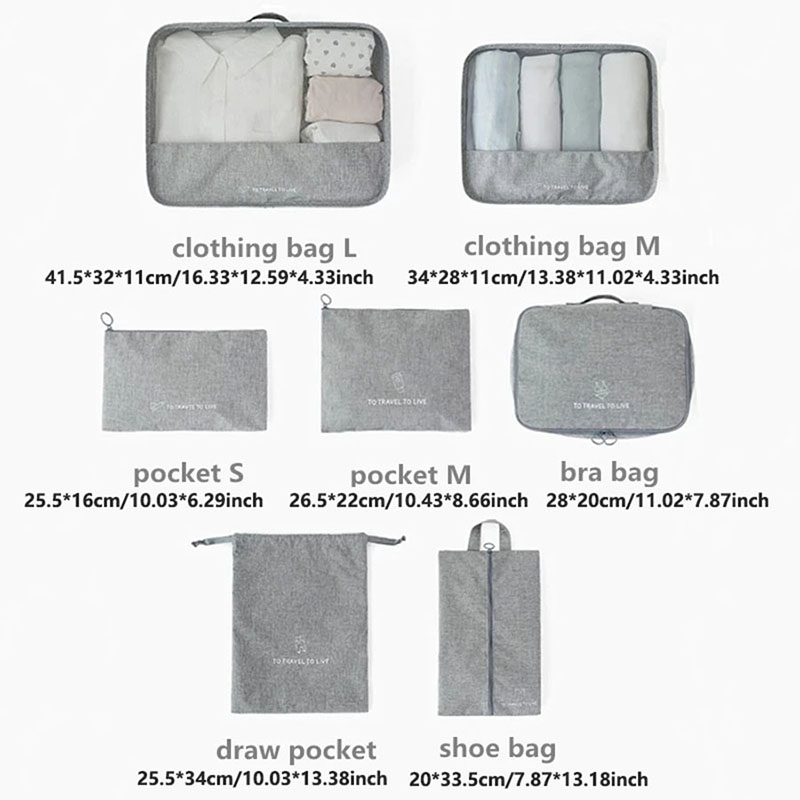 Set 7 Buah Packing Cube Perjal - Men Accessories Kit ulasan dan harga